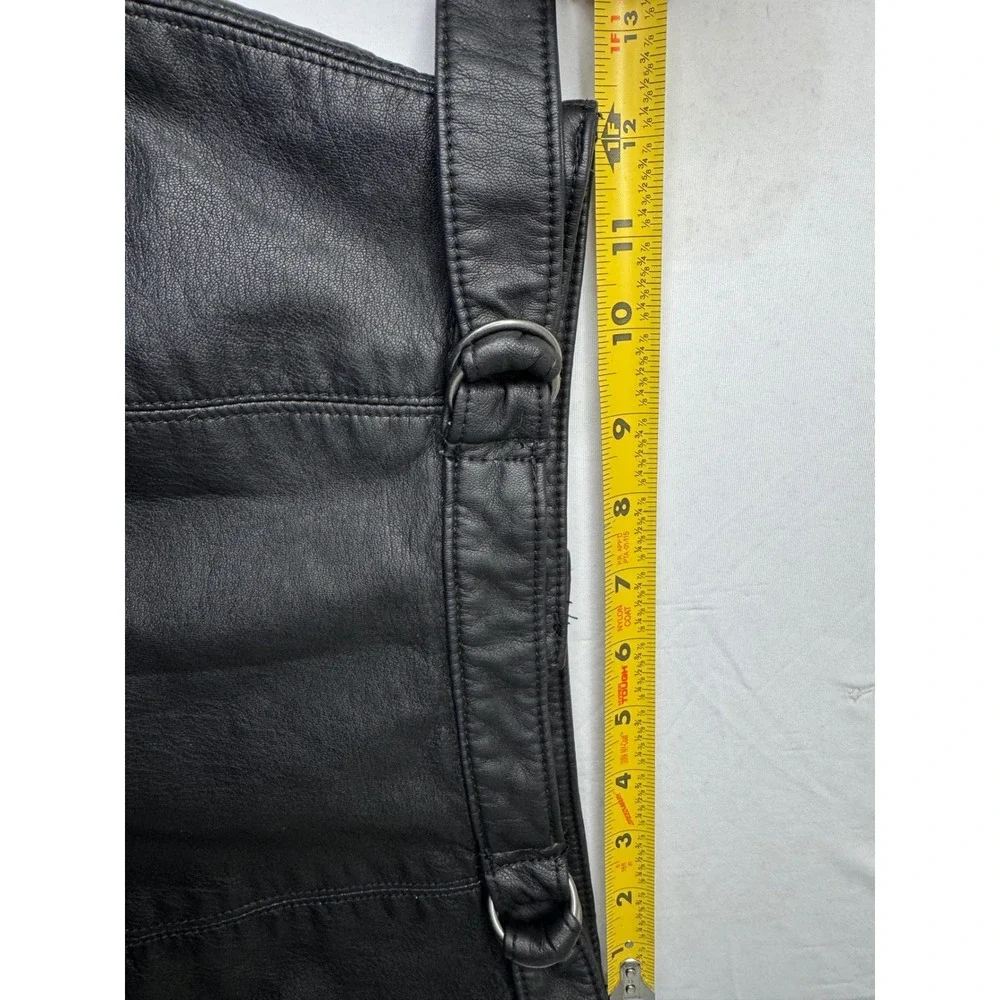 Free People Black Vegan Leather Mini Skirt Moto Side Zip D-Ring Size 0